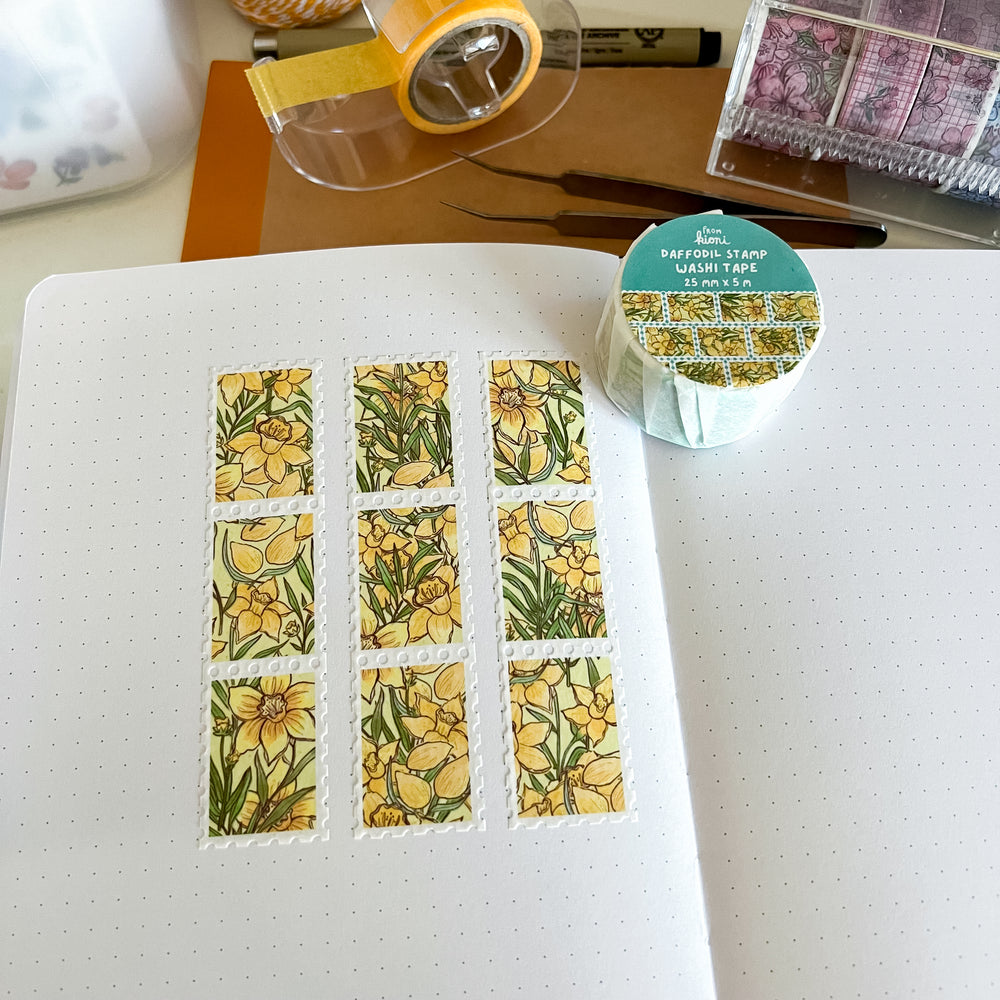 Floral Renewal From Kioni Huney Pika Press Daffodil Stamp Washi Tape, 25mmx5m