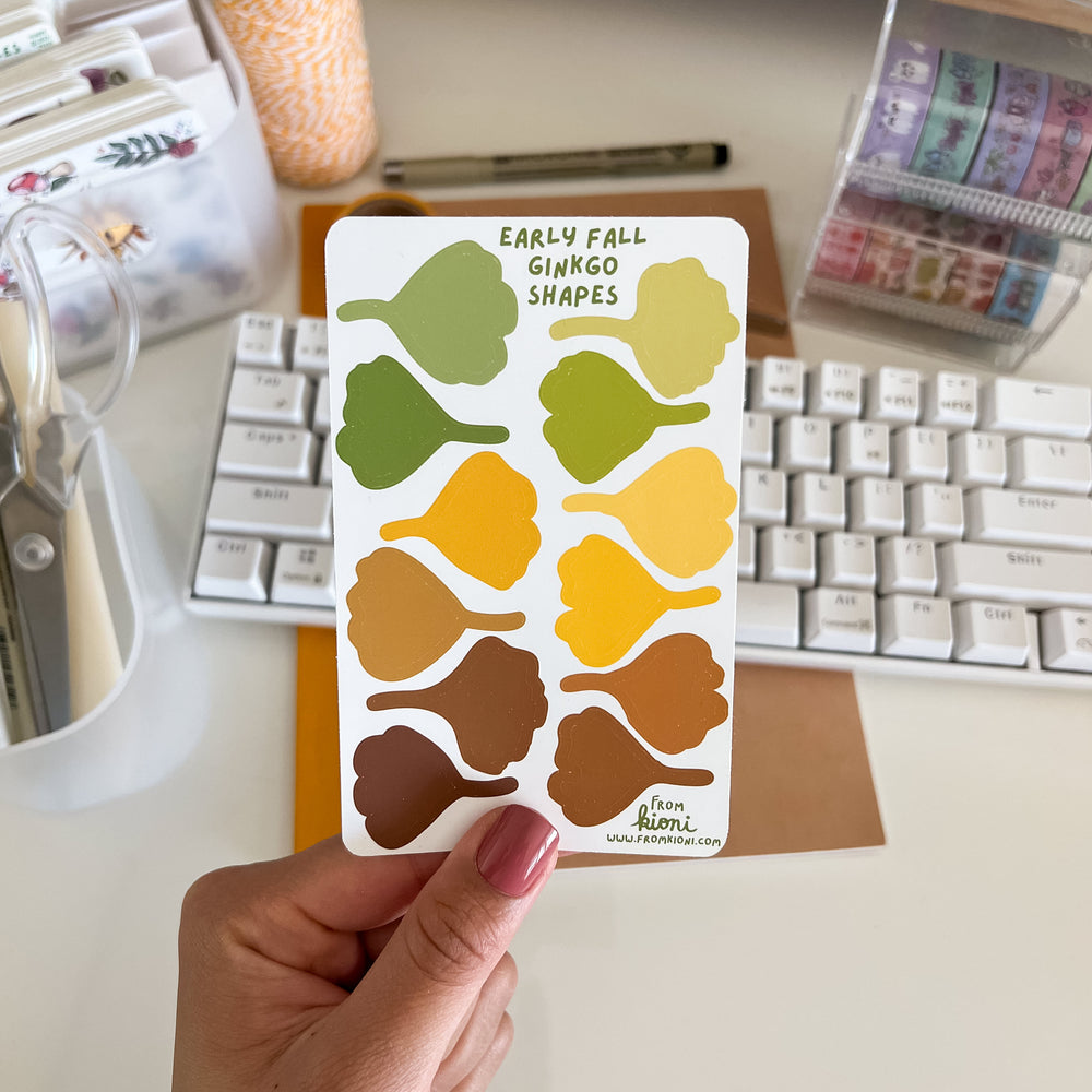 From Kioni Autumn Collection Early Fall Ginkgo Shapes Sticker Sheet-1