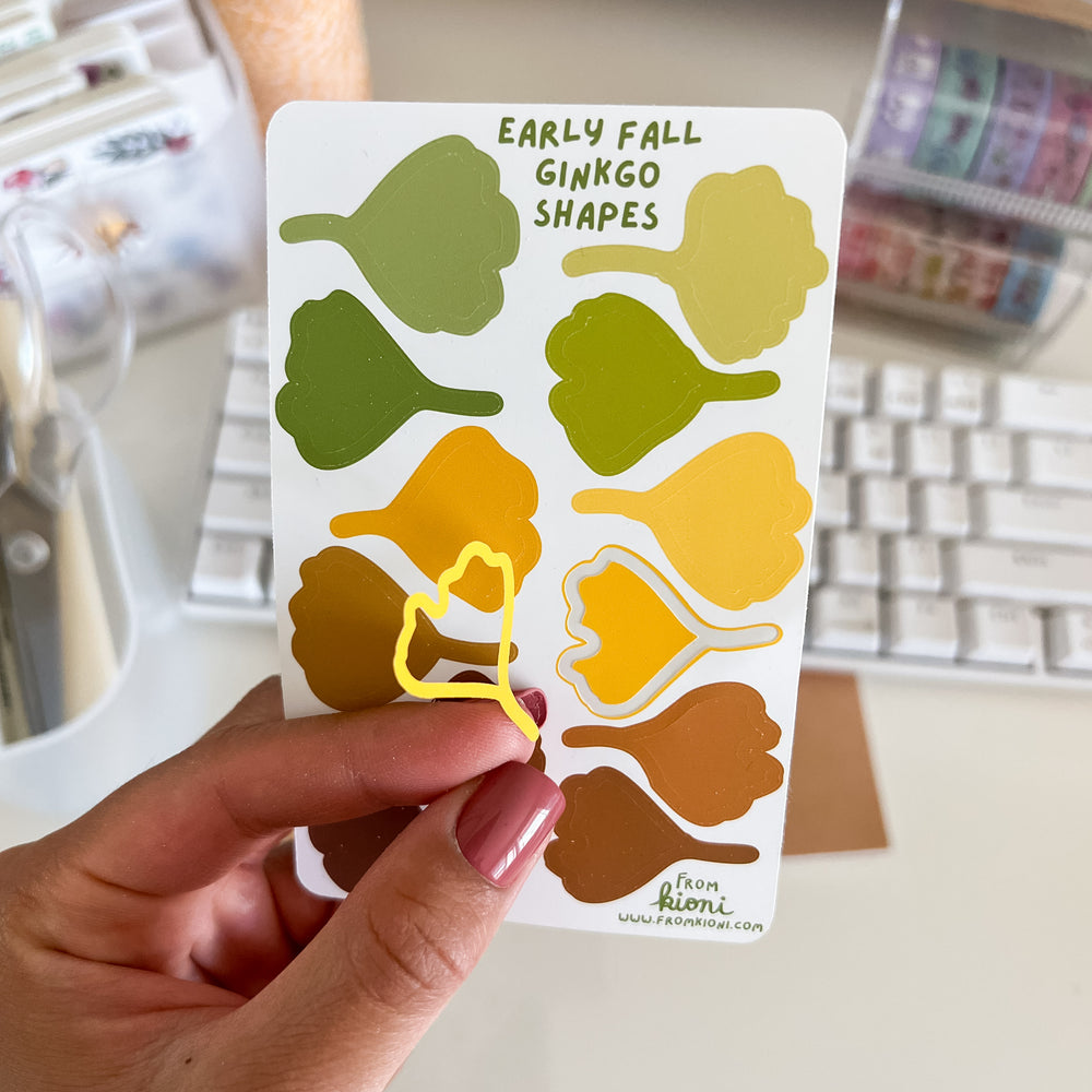 From Kioni Autumn Collection Early Fall Ginkgo Shapes Sticker Sheet-1