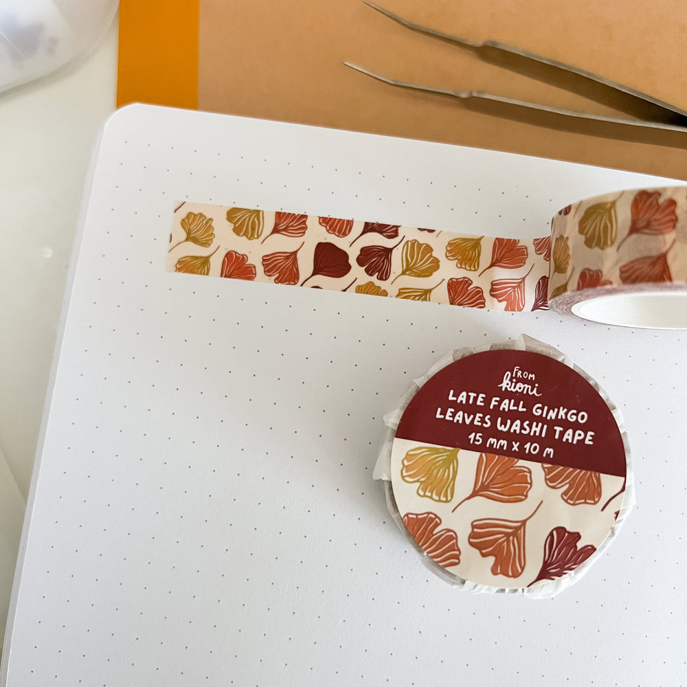 From Kioni Autumn Collection Late Fall Ginkgo Leaves Washi Tape, 15mmx10m-1