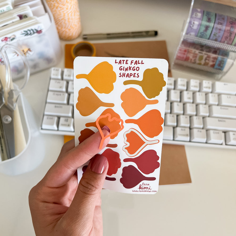 From Kioni Autumn Collection Late Fall Ginkgo Shapes Sticker Sheet-1