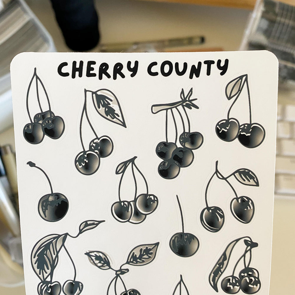From Kioni Black Out Black Cherry County Sticker Sheet-1