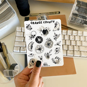 
            
                Load image into Gallery viewer, From Kioni Black Out Black Orange County Sticker Sheet-1
            
        