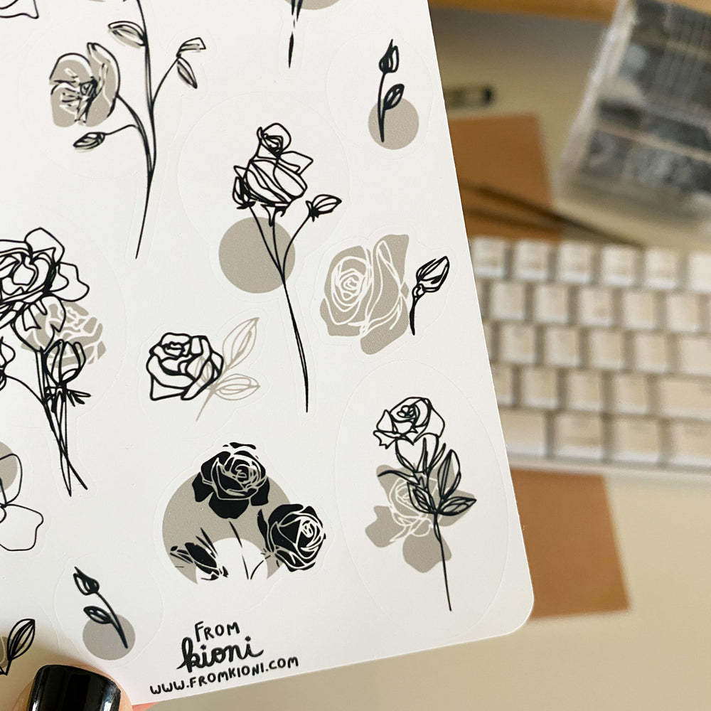 From Kioni Black Out Black Rose Sticker Sheet-1
