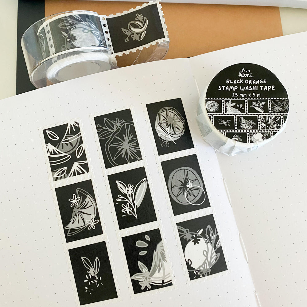 From Kioni Black Out From Kioni Black Orange Stamp Washi Tape, 25mmx5m-1