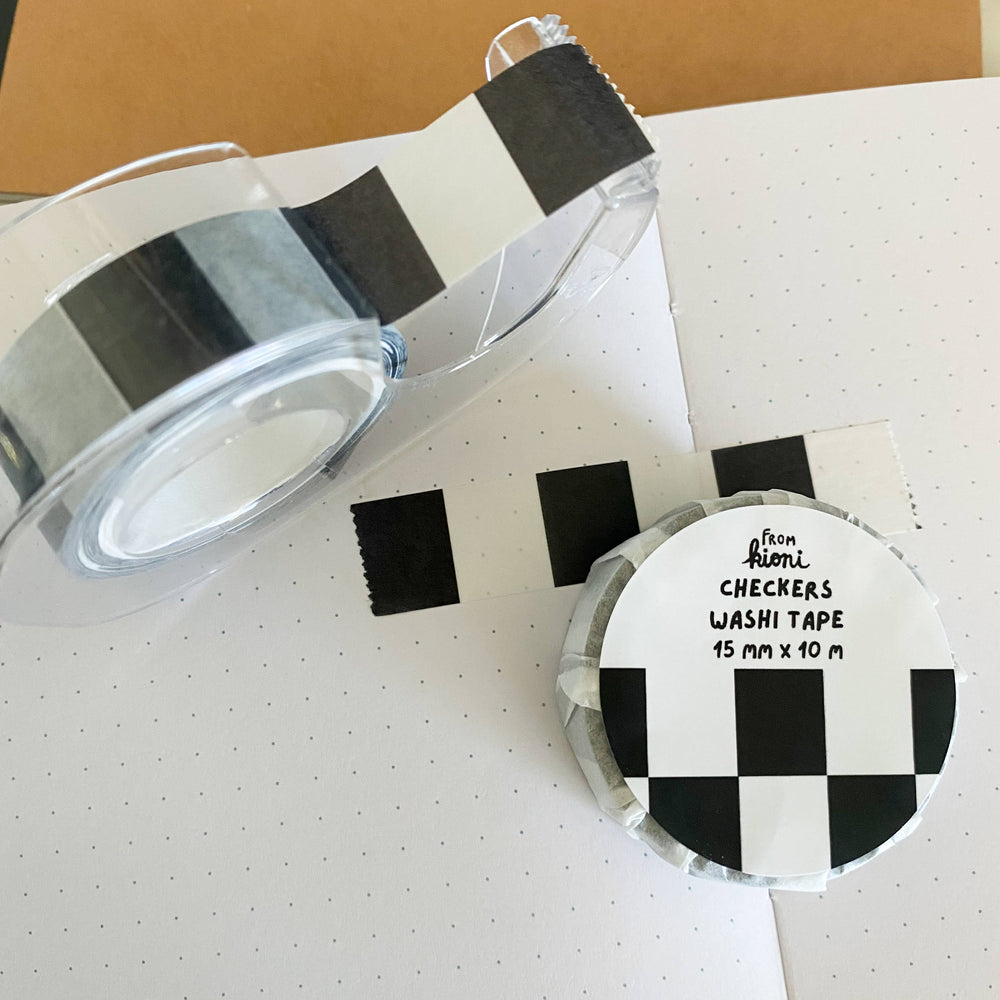 From Kioni Black Out From Kioni Checkers Washi Tape, 15mmx10m-1