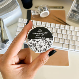 
            
                Load image into Gallery viewer, From Kioni Black Out From Kioni Inverted Black Rose Washi Tape, 15mmx10m-1
            
        