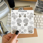 From Kioni Black Out Huney Pika Press Black Hydrangea Sticker Sheet-1