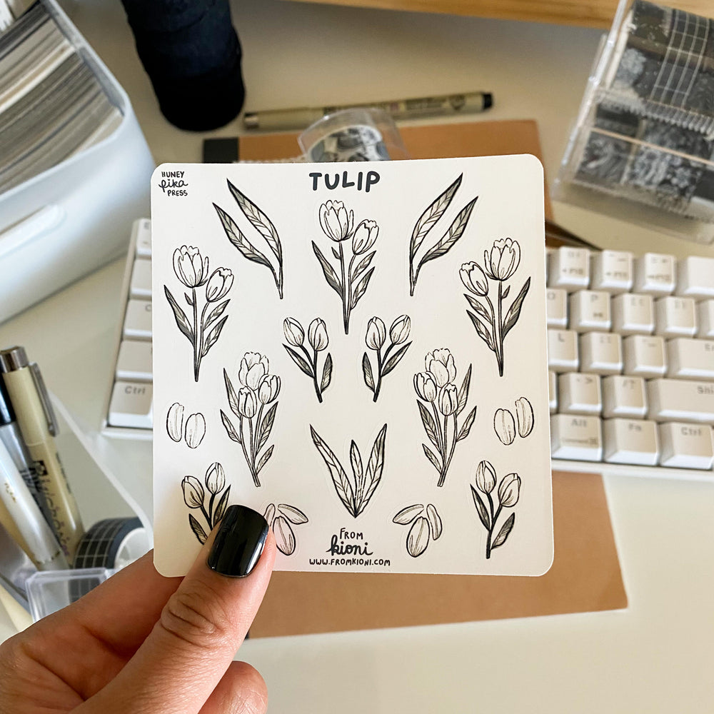 
            
                Load image into Gallery viewer, From Kioni Black Out Huney Pika Press Black Tulip Sticker Sheet-1
            
        