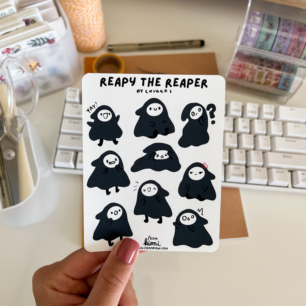 
            
                Load image into Gallery viewer, From Kioni Chibari Autumn Collection Reapy the Reaper Sticker Sheet-1
            
        