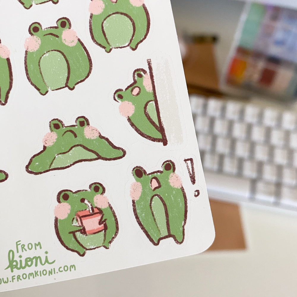 From Kioni Chibari Spring Collection Grompy the Frog Sticker Sheet
