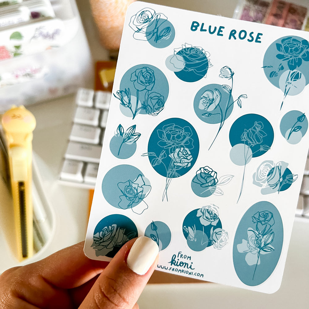 From Kioni Floral Renewal From Kioni Blue Rose Sticker Sheet-1