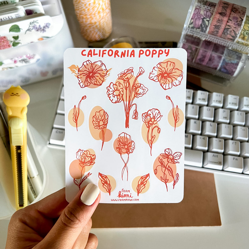 
            
                Load image into Gallery viewer, From Kioni Floral Renewal From Kioni California Poppy Sticker Sheet-1
            
        