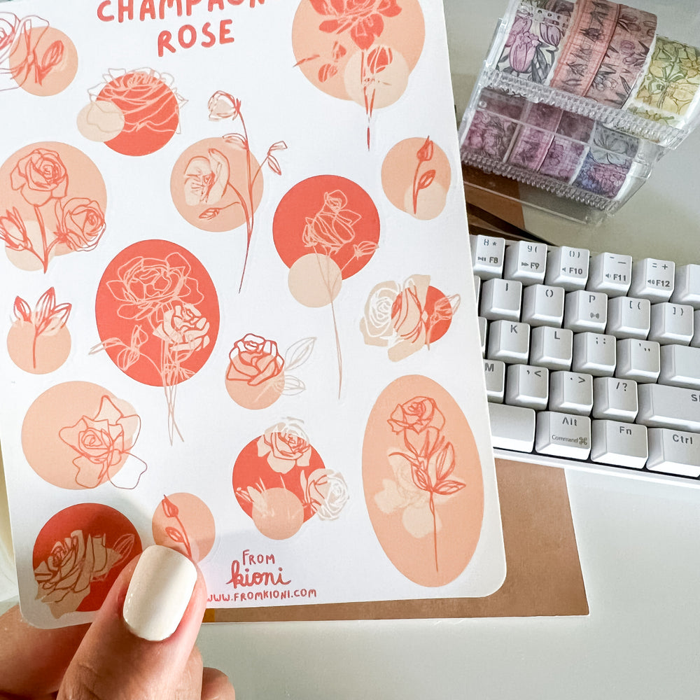 From Kioni Floral Renewal From Kioni Champagne Rose Sticker Sheet-3