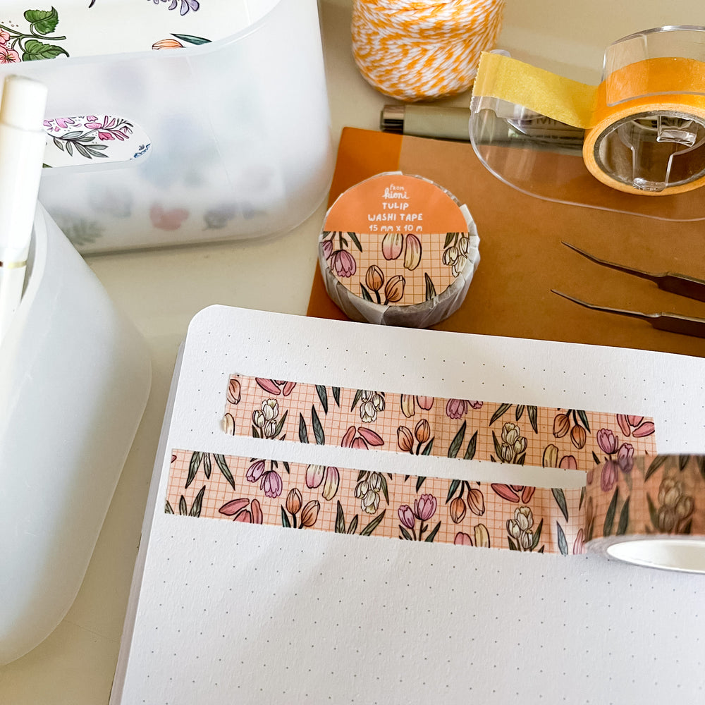 
            
                Load image into Gallery viewer, From Kioni Floral Renewal Huney Pika Press Blooming Tulip Washi Tape, 15mmx10m-1
            
        