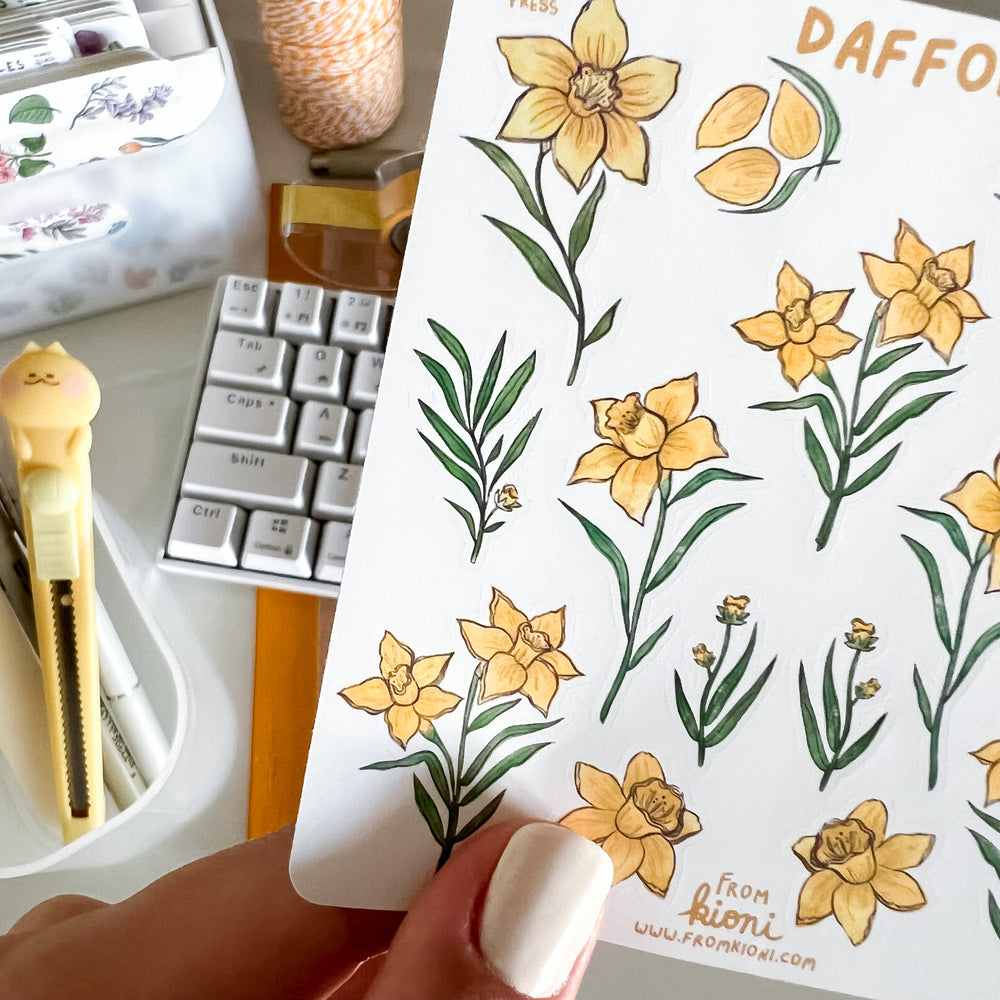 From Kioni Floral Renewal Huney Pika Press Daffodil Sticker Sheet