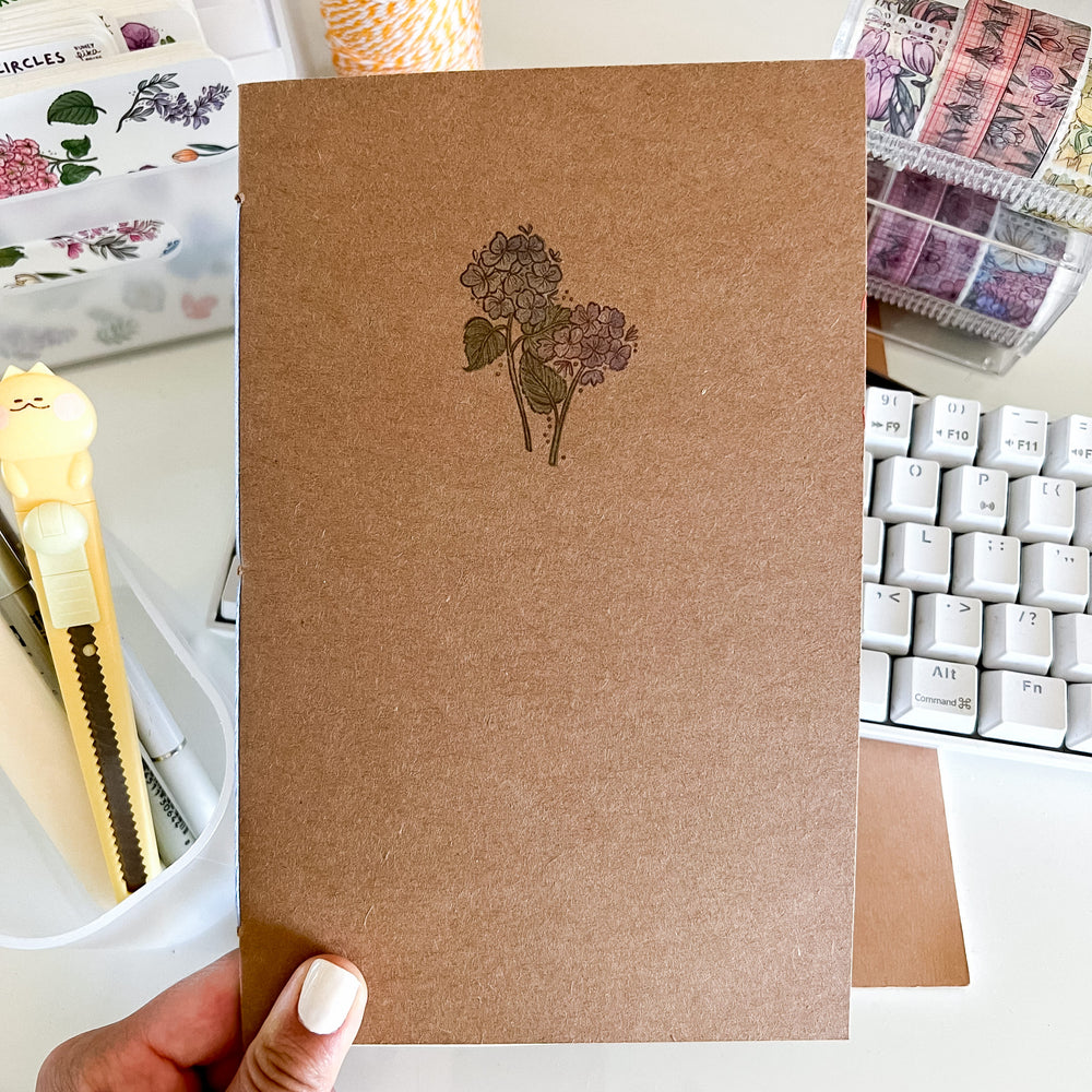 From Kioni Floral Renewal Huney Pika Press Hydrangea Handmade Notebook, 5.25x8.5 in.-5