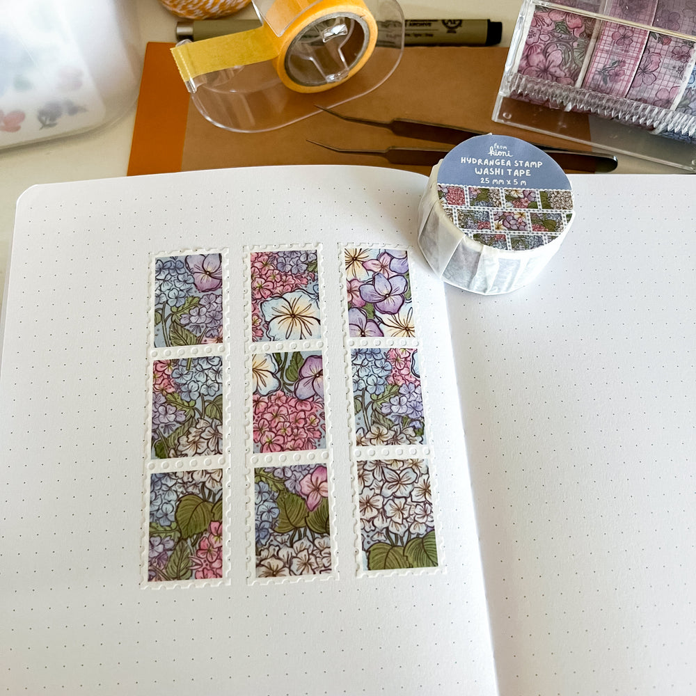 
            
                Load image into Gallery viewer, From Kioni Floral Renewal Huney Pika Press Hydrangea Stamp Washi Tape, 25mmx5m-2
            
        