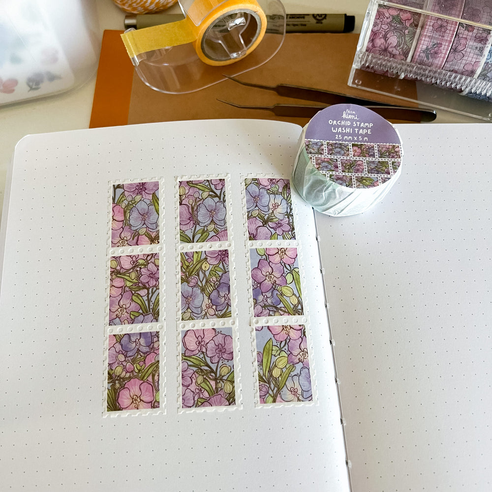 
            
                Load image into Gallery viewer, From Kioni Floral Renewal Huney Pika Press Orchid Stamp Washi Tape, 25mmx5m-1
            
        