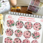 From Kioni Floral Renewal Huney Pika Press Sakura Cherry Blossom Circles Sticker Sheet-1