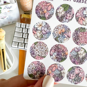 From Kioni Floral Renewal Huney Pika Press Secret Garden Circles Sticker Sheet-1