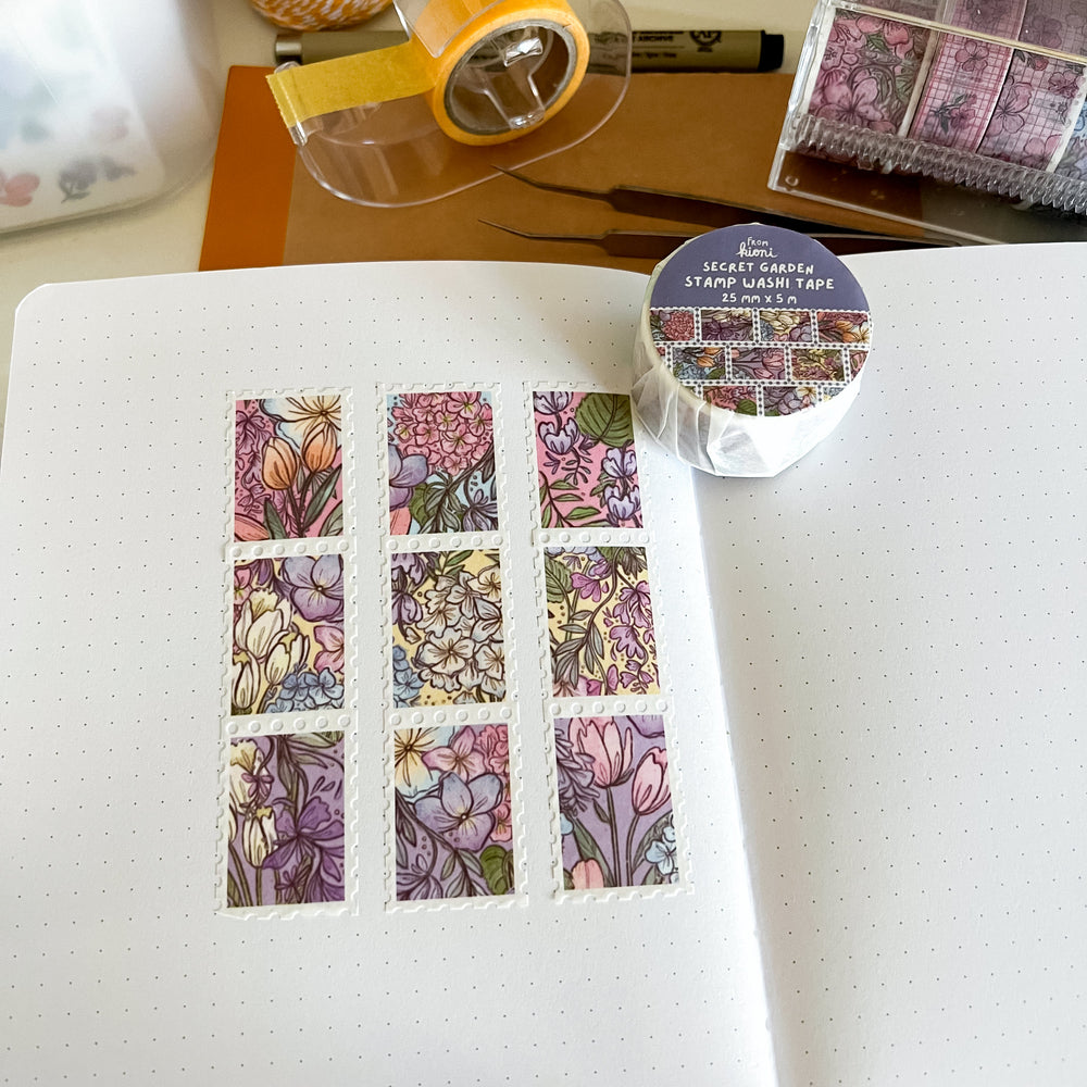 
            
                Load image into Gallery viewer, From Kioni Floral Renewal Huney Pika Press Secret Garden Stamp Washi Tape, 25mmx5m-1
            
        