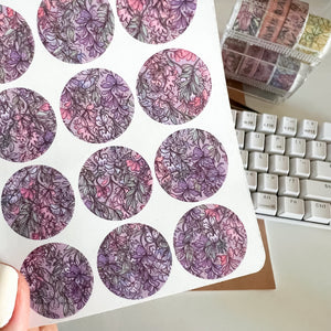 
            
                Load image into Gallery viewer, From Kioni Floral Renewal Huney Pika Press Wisteria Circles Sticker Sheet-1
            
        