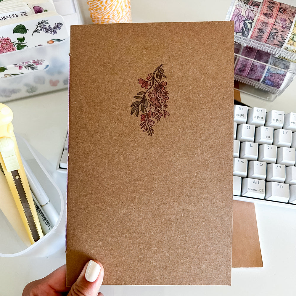 
            
                Load image into Gallery viewer, Wisteria Handmade Notebook, 5.25x8.5 in.
            
        