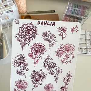 
            
                Load image into Gallery viewer, From Kioni Huney Pika Press Autumn Collection Dahlia Sticker Sheet-1
            
        