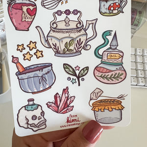 
            
                Load image into Gallery viewer, From Kioni Huney Pika Press Autumn Collection Potion Cafe Sticker Sheet-1
            
        