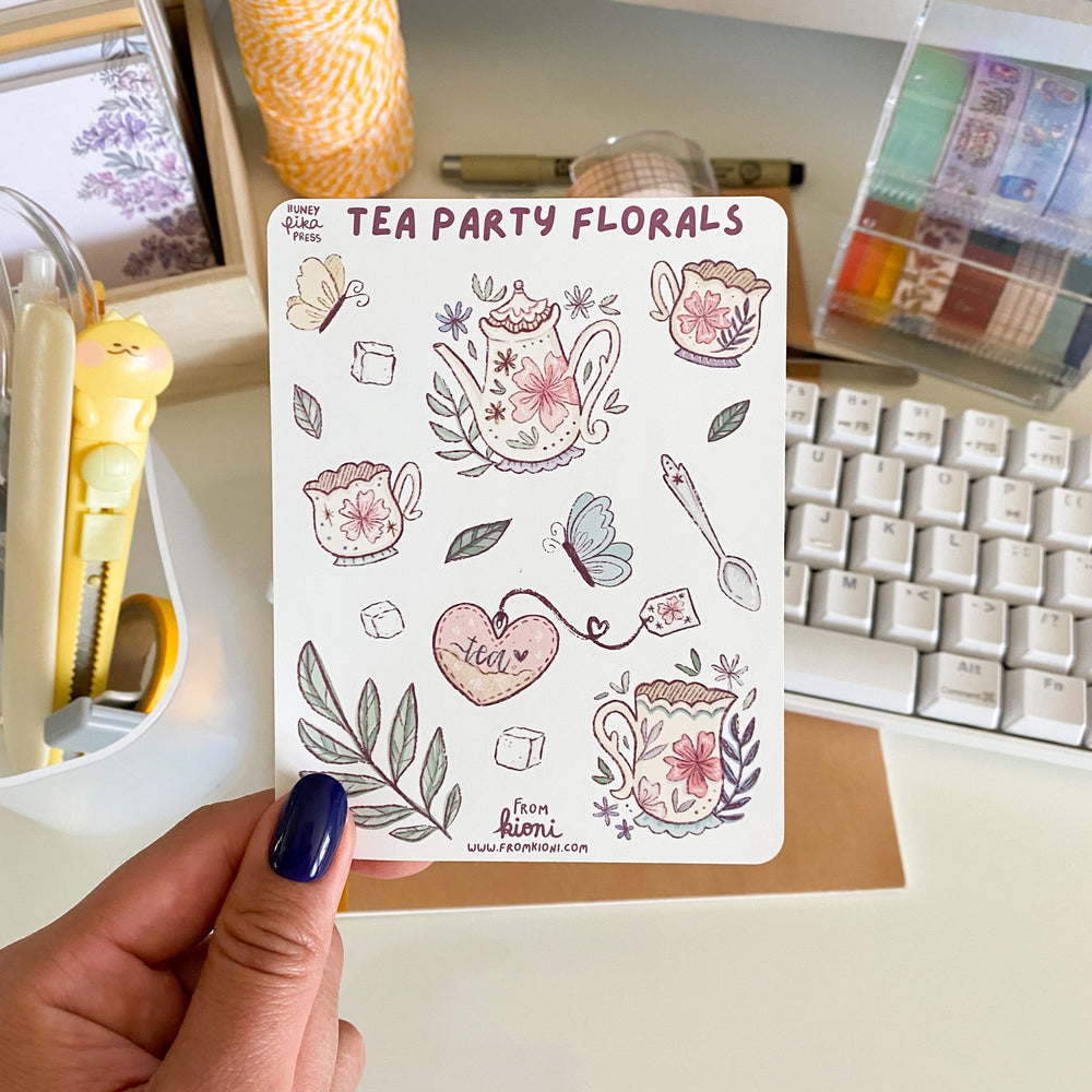 From Kioni Huney Pika Press Spring Collection Tea Party Florals Sticker Sheet