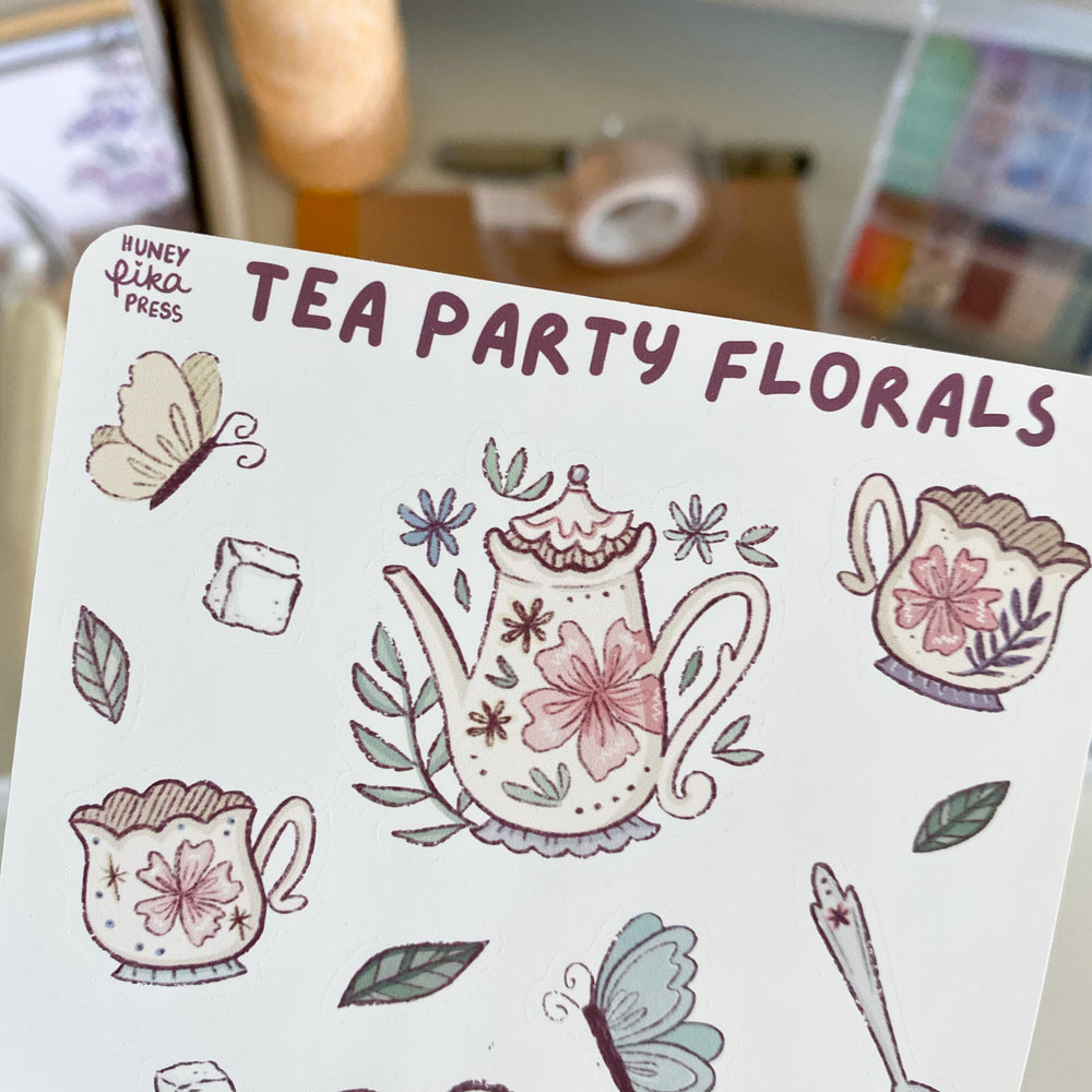 
            
                Load image into Gallery viewer, From Kioni Huney Pika Press Spring Collection Tea Party Florals Sticker Sheet
            
        