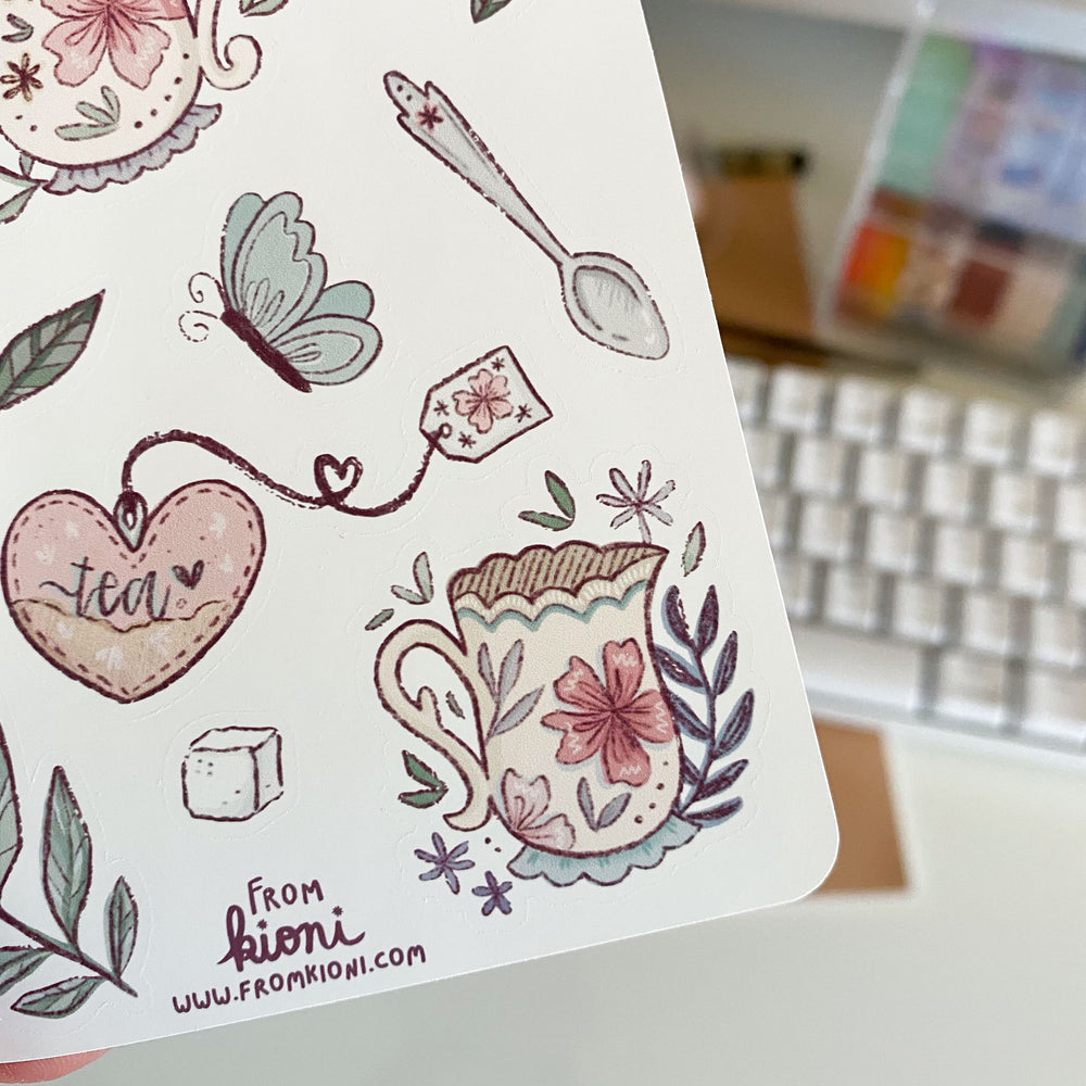 
            
                Load image into Gallery viewer, From Kioni Huney Pika Press Spring Collection Tea Party Florals Sticker Sheet
            
        