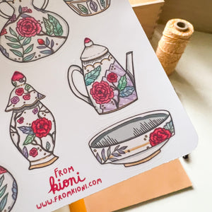 From Kioni Lunar New Year 2023 Huney Pika Press Porcelain Tea Set 2 Sticker Sheet-1