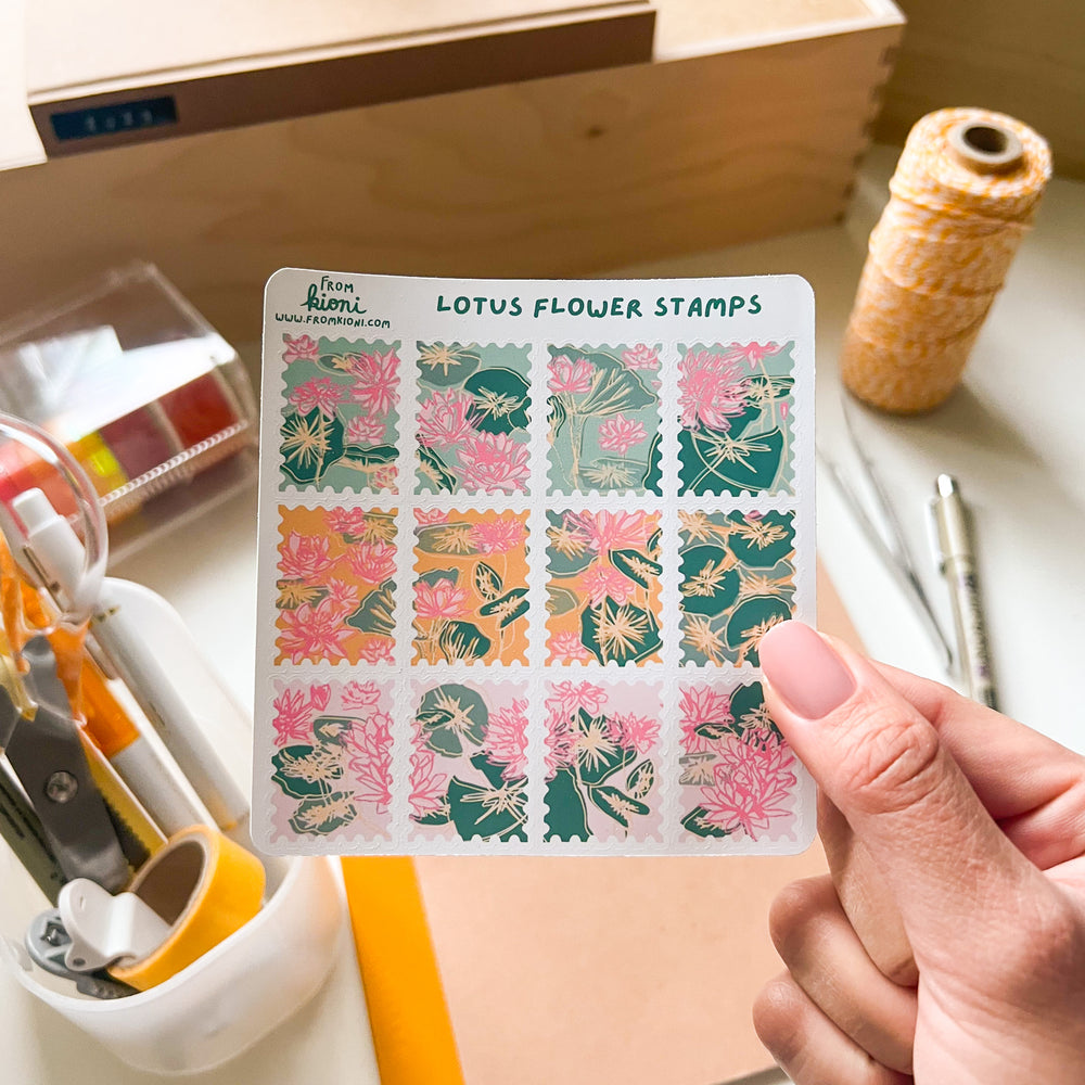 From Kioni Lunar New Year 2023 Lotus Flower Stamps Sticker Sheet-1