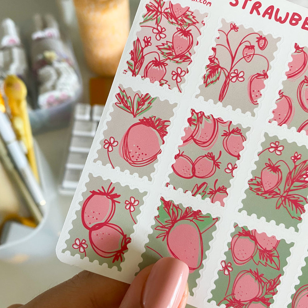 From Kioni Sakura Festival Strawberry Stamps Sticker Sheet-1