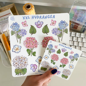 
            
                Load image into Gallery viewer, From Kioni Spring Collection Huney Pike Press XXL Hydrangea Sticker Sheet
            
        