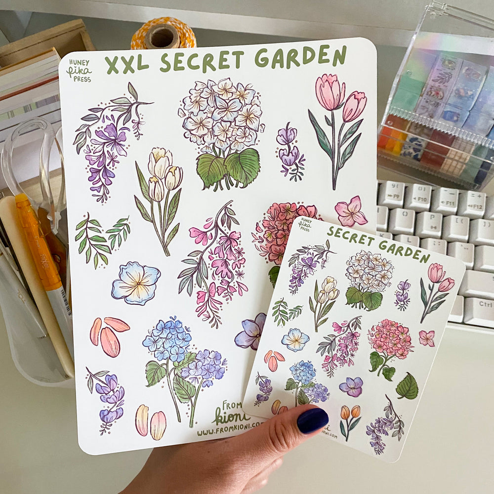 
            
                Load image into Gallery viewer, From Kioni Spring Collection Huney Pike Press XXL Secret Garden Sticker Sheet
            
        
