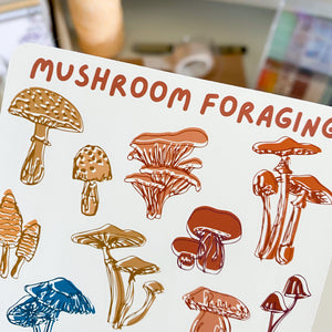 
            
                Load image into Gallery viewer, From Kioni Spring Collection Mushroom Foraging Sticker Sheet
            
        