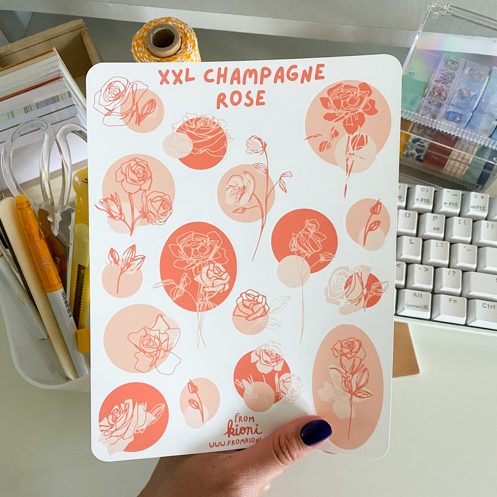 From Kioni Spring Collection XXL Champagne Rose Sticker Sheet