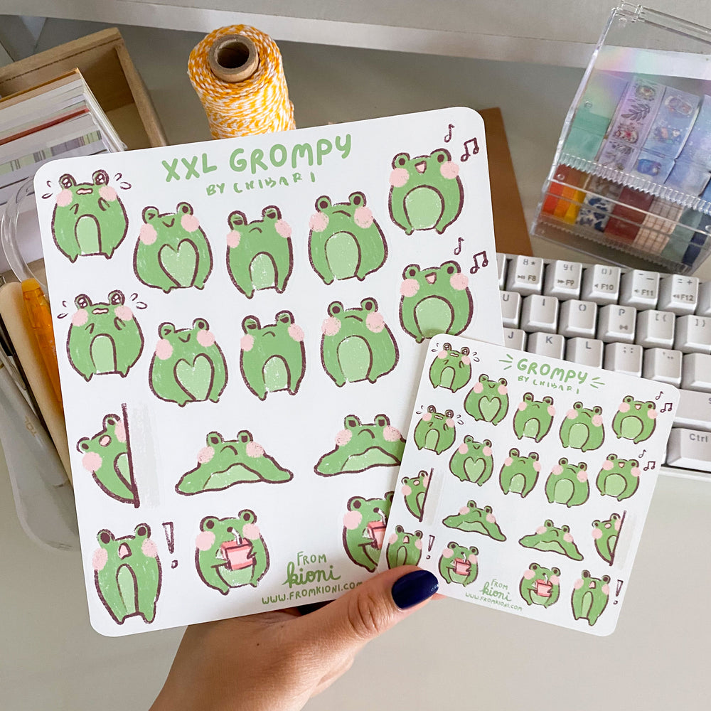 From Kioni Spring Collection XXL Grompy the Frog Sticker Sheet