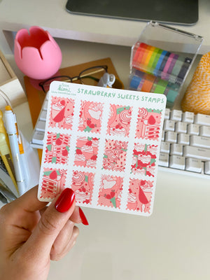 
            
                Load image into Gallery viewer, From Kioni Valentine_s Strawberry Sweets Stamps Sticker Sheet
            
        